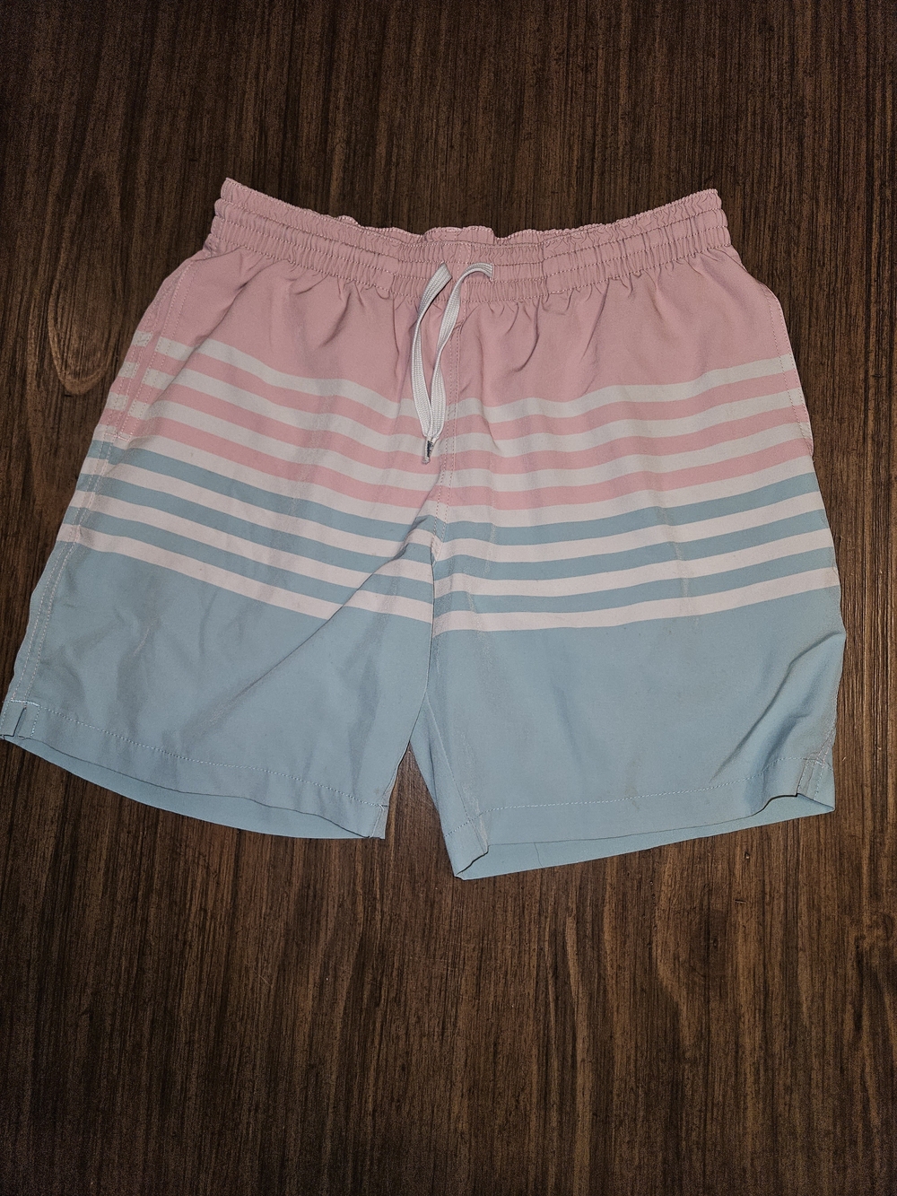 chubbies Pink and Light Blue Striped Swim Trunks liner cut out
